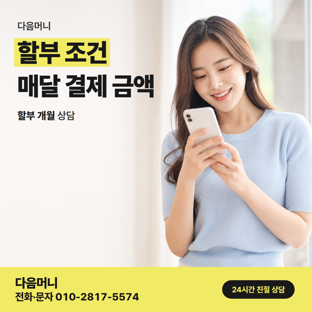다음머니 하나카드깡 크지 않은 금액에 맞춘 할부 개월